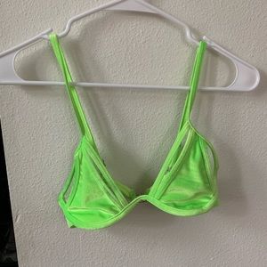 Neon green suede rave bra bralette